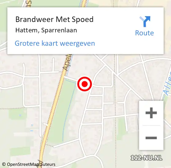 Locatie op kaart van de 112 melding: Brandweer Met Spoed Naar Hattem, Sparrenlaan op 22 maart 2018 14:05