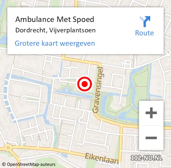 Locatie op kaart van de 112 melding: Ambulance Met Spoed Naar Dordrecht, Vijverplantsoen op 22 maart 2018 14:35
