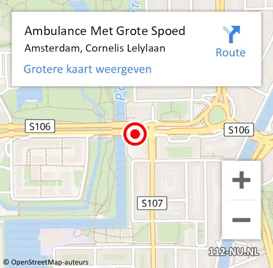 Locatie op kaart van de 112 melding: Ambulance Met Grote Spoed Naar Amsterdam, Cornelis Lelylaan op 22 maart 2018 14:35