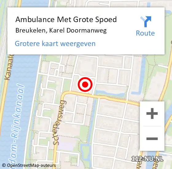 Locatie op kaart van de 112 melding: Ambulance Met Grote Spoed Naar Breukelen, Karel Doormanweg op 22 maart 2018 14:57