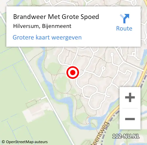 Locatie op kaart van de 112 melding: Brandweer Met Grote Spoed Naar Hilversum, Bijenmeent op 22 maart 2018 15:07
