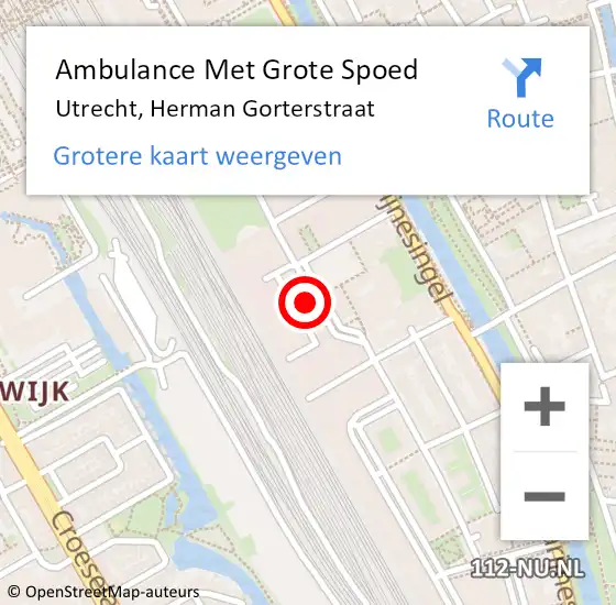 Locatie op kaart van de 112 melding: Ambulance Met Grote Spoed Naar Utrecht, Herman Gorterstraat op 22 maart 2018 15:10