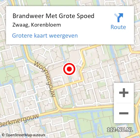 Locatie op kaart van de 112 melding: Brandweer Met Grote Spoed Naar Zwaag, Korenbloem op 22 maart 2018 15:14