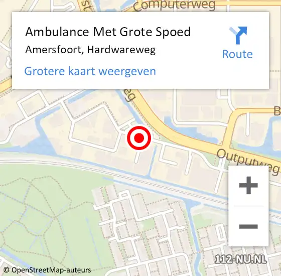 Locatie op kaart van de 112 melding: Ambulance Met Grote Spoed Naar Amersfoort, Hardwareweg op 22 maart 2018 15:14