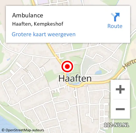 Locatie op kaart van de 112 melding: Ambulance Haaften, Kempkeshof op 22 maart 2018 15:41