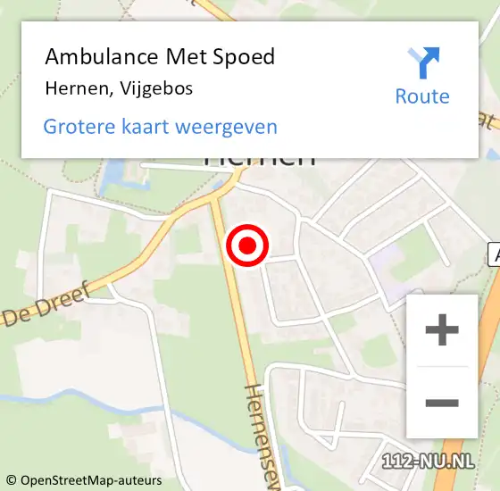 Locatie op kaart van de 112 melding: Ambulance Met Spoed Naar Hernen, Vijgebos op 22 maart 2018 15:55