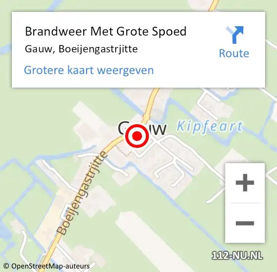 Locatie op kaart van de 112 melding: Brandweer Met Grote Spoed Naar Gauw, Boeijengastrjitte op 22 maart 2018 16:01