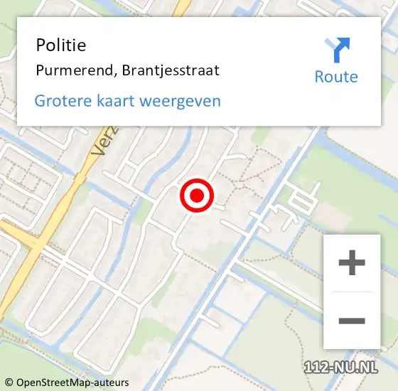 Locatie op kaart van de 112 melding: Politie Purmerend, Brantjesstraat op 22 maart 2018 16:11