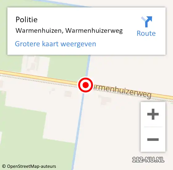 Locatie op kaart van de 112 melding: Politie Warmenhuizen, Warmenhuizerweg op 22 maart 2018 16:24