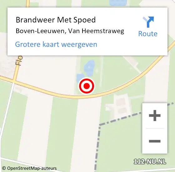 Locatie op kaart van de 112 melding: Brandweer Met Spoed Naar Boven-Leeuwen, Van Heemstraweg op 22 maart 2018 16:40