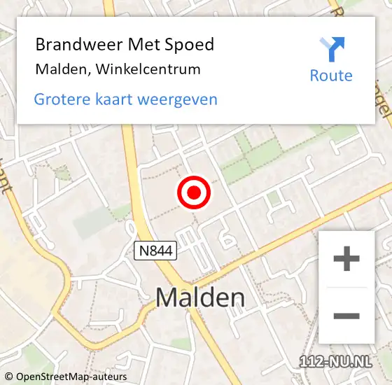 Locatie op kaart van de 112 melding: Brandweer Met Spoed Naar Malden, Winkelcentrum op 22 maart 2018 16:41