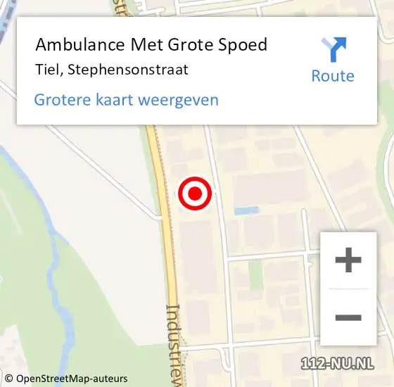 Locatie op kaart van de 112 melding: Ambulance Met Grote Spoed Naar Tiel, Stephensonstraat op 22 maart 2018 17:04