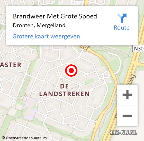 Locatie op kaart van de 112 melding: Brandweer Met Grote Spoed Naar Dronten, Mergelland op 22 maart 2018 17:10