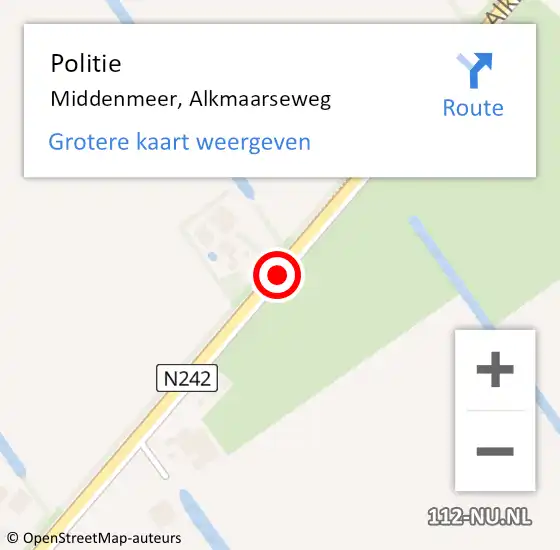 Locatie op kaart van de 112 melding: Politie Middenmeer, Alkmaarseweg op 22 maart 2018 17:41