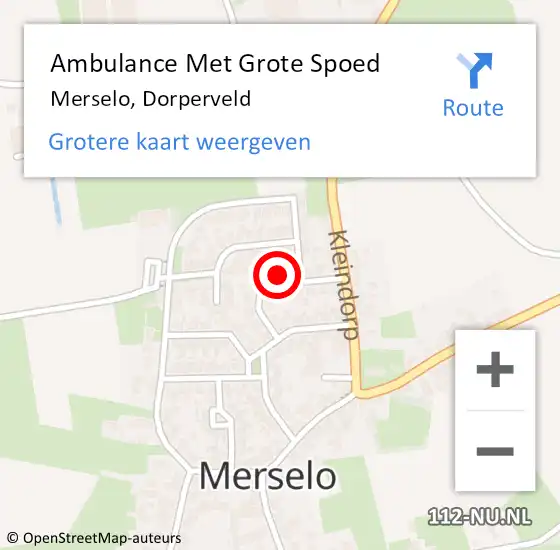 Locatie op kaart van de 112 melding: Ambulance Met Grote Spoed Naar Merselo, Dorperveld op 22 maart 2018 18:41