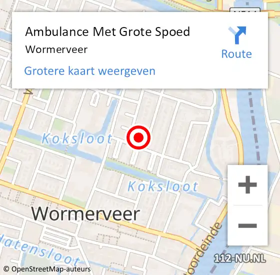 Locatie op kaart van de 112 melding: Ambulance Met Grote Spoed Naar Wormer op 22 maart 2018 18:57