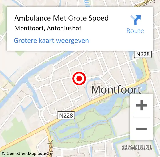 Locatie op kaart van de 112 melding: Ambulance Met Grote Spoed Naar Montfoort, Antoniushof op 22 maart 2018 19:36