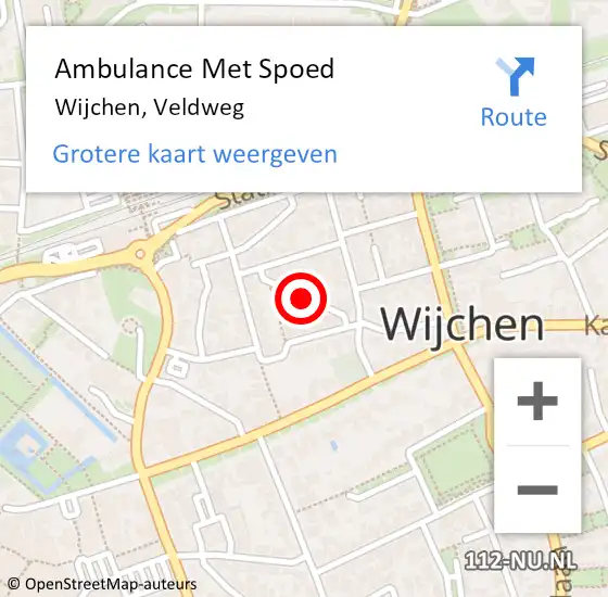 Locatie op kaart van de 112 melding: Ambulance Met Spoed Naar Wijchen, Veldweg op 22 maart 2018 19:36