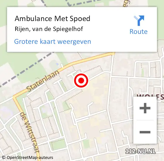 Locatie op kaart van de 112 melding: Ambulance Met Spoed Naar Rijen, van de Spiegelhof op 22 maart 2018 20:04