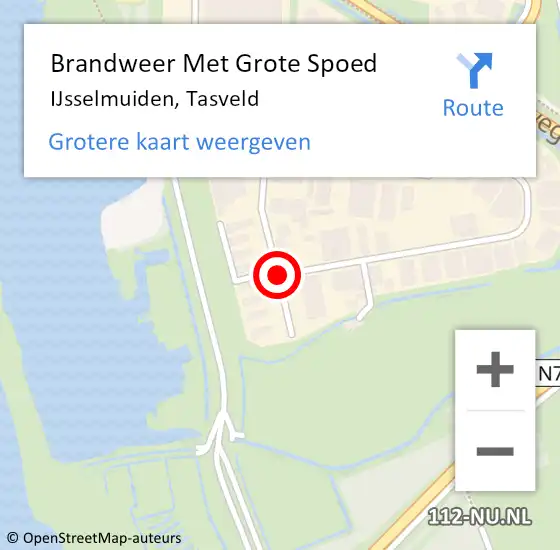 Locatie op kaart van de 112 melding: Brandweer Met Grote Spoed Naar IJsselmuiden, Tasveld op 22 maart 2018 20:04