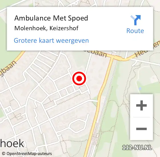 Locatie op kaart van de 112 melding: Ambulance Met Spoed Naar Molenhoek, Keizershof op 22 maart 2018 20:35