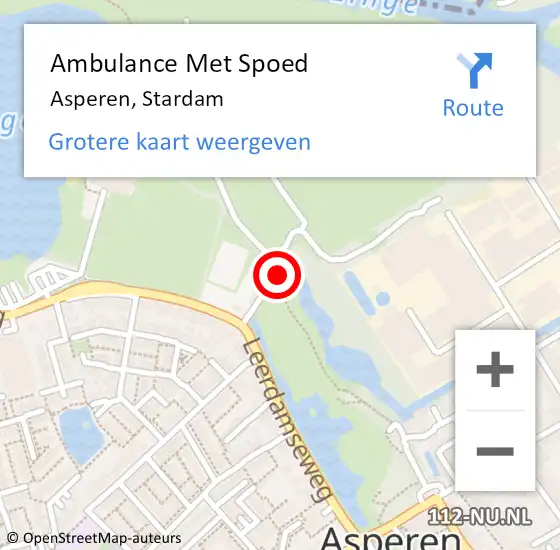 Locatie op kaart van de 112 melding: Ambulance Met Spoed Naar Asperen, Stardam op 22 maart 2018 21:04