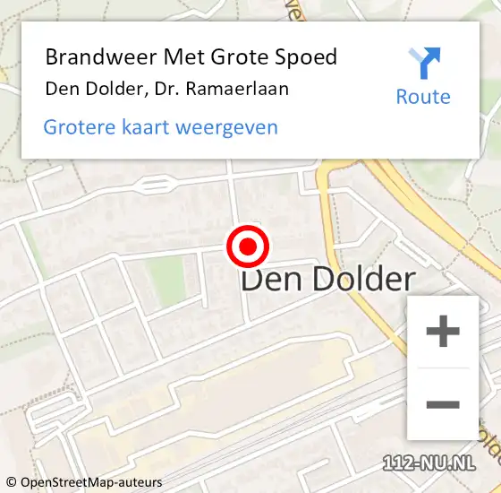 Locatie op kaart van de 112 melding: Brandweer Met Grote Spoed Naar Den Dolder, Dr. Ramaerlaan op 22 maart 2018 21:06