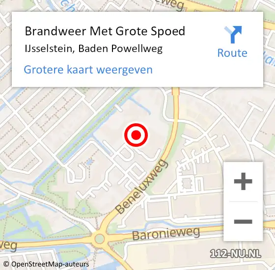 Locatie op kaart van de 112 melding: Brandweer Met Grote Spoed Naar IJsselstein, Baden Powellweg op 22 maart 2018 21:07