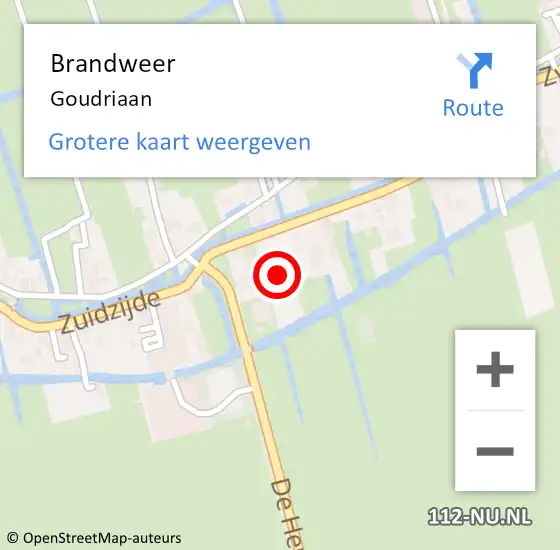 Locatie op kaart van de 112 melding: Brandweer Goudriaan op 22 maart 2018 21:36