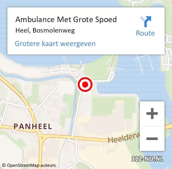 Locatie op kaart van de 112 melding: Ambulance Met Grote Spoed Naar Heel, Bosmolenweg op 22 maart 2018 22:23