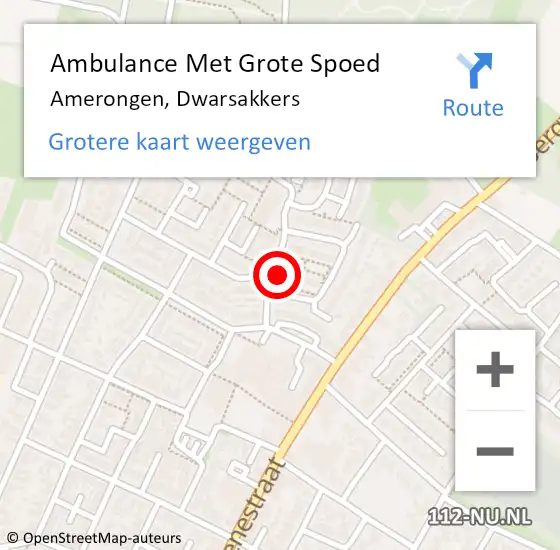 Locatie op kaart van de 112 melding: Ambulance Met Grote Spoed Naar Amerongen, Dwarsakkers op 22 maart 2018 22:44