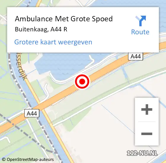 Locatie op kaart van de 112 melding: Ambulance Met Grote Spoed Naar Buitenkaag, A44 R op 22 maart 2018 23:33