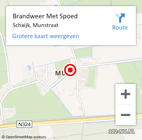 Locatie op kaart van de 112 melding: Brandweer Met Spoed Naar Schaijk, Munstraat op 22 maart 2018 23:46