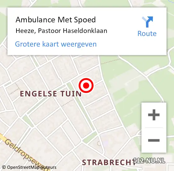 Locatie op kaart van de 112 melding: Ambulance Met Spoed Naar Heeze, Pastoor Haseldonklaan op 23 maart 2018 03:54