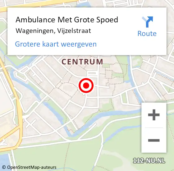 Locatie op kaart van de 112 melding: Ambulance Met Grote Spoed Naar Wageningen, Vijzelstraat op 23 maart 2018 04:03