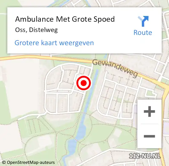 Locatie op kaart van de 112 melding: Ambulance Met Grote Spoed Naar Oss, Distelweg op 23 maart 2018 07:29