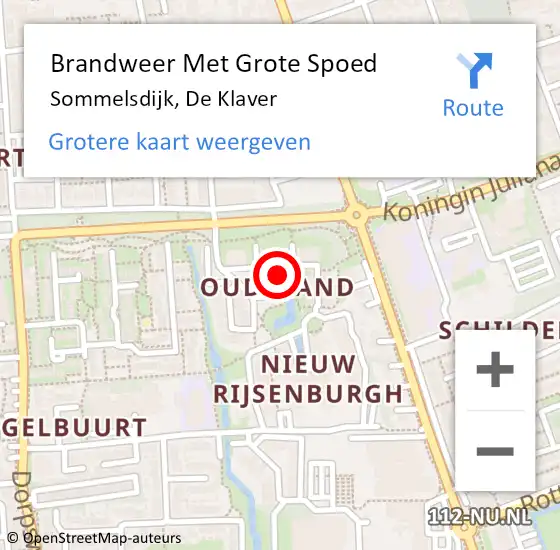 Locatie op kaart van de 112 melding: Brandweer Met Grote Spoed Naar Sommelsdijk, De Klaver op 19 februari 2014 23:49