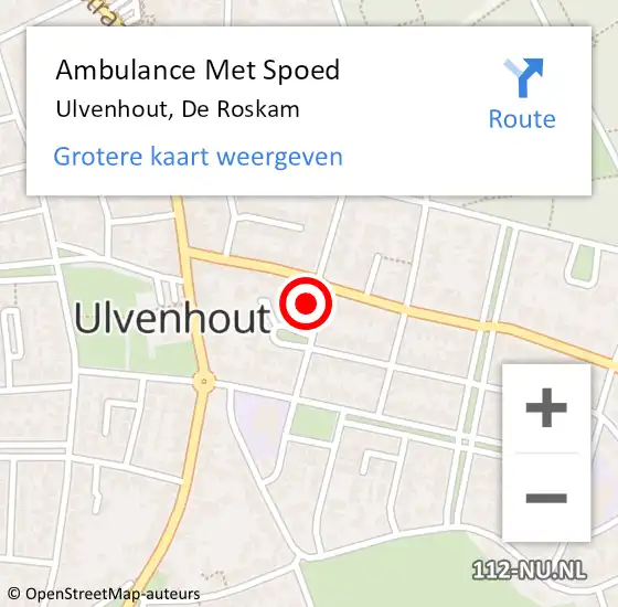 Locatie op kaart van de 112 melding: Ambulance Met Spoed Naar Ulvenhout, De Roskam op 23 maart 2018 08:32