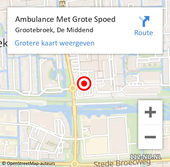 Locatie op kaart van de 112 melding: Ambulance Met Grote Spoed Naar Grootebroek, De Middend op 23 maart 2018 08:41