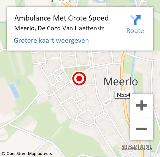 Locatie op kaart van de 112 melding: Ambulance Met Grote Spoed Naar Meerlo, De Cocq Van Haeftenstr op 23 maart 2018 08:56