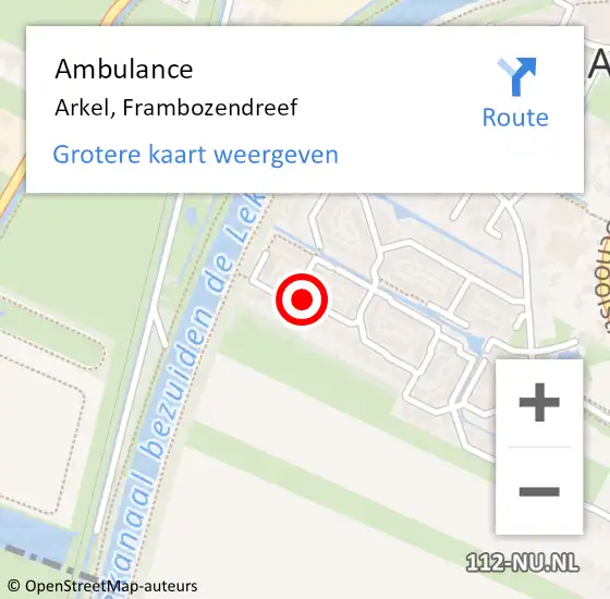 Locatie op kaart van de 112 melding: Ambulance Arkel, Frambozendreef op 23 maart 2018 08:56