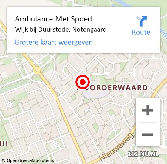 Locatie op kaart van de 112 melding: Ambulance Met Spoed Naar Wijk bij Duurstede, Notengaard op 23 maart 2018 09:10