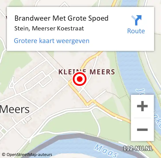 Locatie op kaart van de 112 melding: Brandweer Met Grote Spoed Naar Stein, Meerser Koestraat op 23 maart 2018 09:18