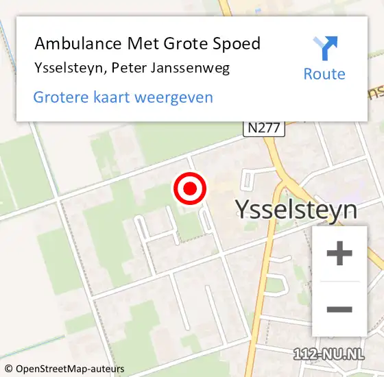 Locatie op kaart van de 112 melding: Ambulance Met Grote Spoed Naar Ysselsteyn, Peter Janssenweg op 23 maart 2018 10:11