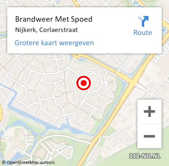 Locatie op kaart van de 112 melding: Brandweer Met Spoed Naar Nijkerk, Corlaerstraat op 23 maart 2018 10:18