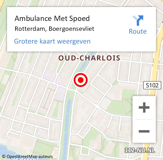 Locatie op kaart van de 112 melding: Ambulance Met Spoed Naar Rotterdam, Boergoensevliet op 23 maart 2018 10:31