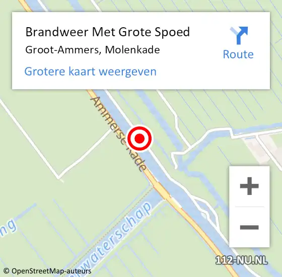 Locatie op kaart van de 112 melding: Brandweer Met Grote Spoed Naar Groot-Ammers, Molenkade op 23 maart 2018 11:04