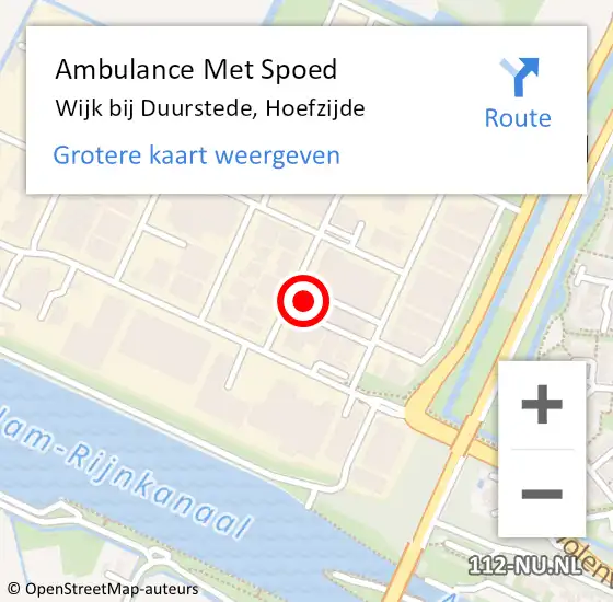 Locatie op kaart van de 112 melding: Ambulance Met Spoed Naar Wijk bij Duurstede, Hoefzijde op 23 maart 2018 11:19