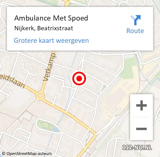 Locatie op kaart van de 112 melding: Ambulance Met Spoed Naar Nijkerk, Beatrixstraat op 23 maart 2018 11:42