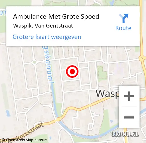 Locatie op kaart van de 112 melding: Ambulance Met Grote Spoed Naar Waspik, Van Gentstraat op 23 maart 2018 13:09